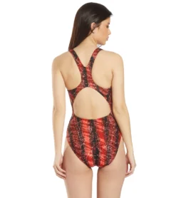 Women's Edge Wave Back One Piece Swimsuit -Outlet Tide Wisp Store 5666078589096 red 3a
