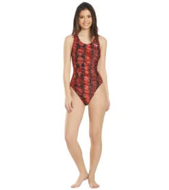 Women's Edge Wave Back One Piece Swimsuit -Outlet Tide Wisp Store 5666078589096 red 4a