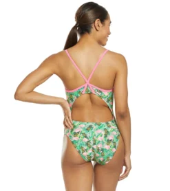 Flamingo Frenzy Thin Strap One Piece Swimsuit -Outlet Tide Wisp Store 5667011887272 pinkgreenmulti 3a