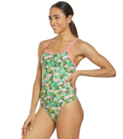 Flamingo Frenzy Thin Strap One Piece Swimsuit -Outlet Tide Wisp Store 5667011887272 pinkgreenmulti 5a