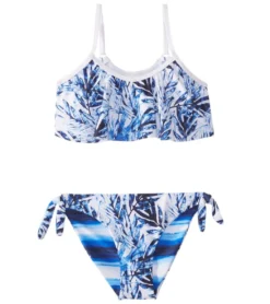 Girls' Ombre Leaf Flounce Bikini Set (Toddler, Little Kid, Big Kid)