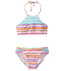 Girls' Laguna Stripes Blooming Lotus Two Piece Bikini Set (Big Kid)