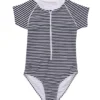 Girls' Nautical Stripe Short Sleeve One Piece Surf Suit (Toddler, Little Kid, Big Kid)