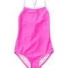 Girls' Neon Queen Pink X Back Tie Swimsuit (Little Kid, Big Kid)