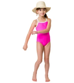 Girls' Neon Queen Pink X Back Tie Swimsuit (Little Kid, Big Kid) -Outlet Tide Wisp Store 7217017028776 pink 3a