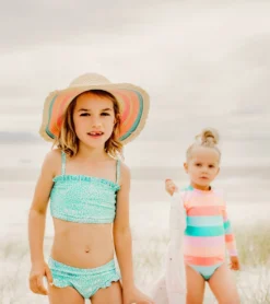 Girls' Spearmint Spot Frilled Bandeau Bikini Set (Toddler, Little Kid, Big Kid) -Outlet Tide Wisp Store 7217018667176 mint 4a
