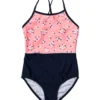 Girls' Ditsy Coral Classic Crossback Swimsuit (Toddler, Little Kid, Big Kid)