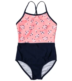 Girls' Ditsy Coral Classic Crossback Swimsuit (Toddler, Little Kid, Big Kid)