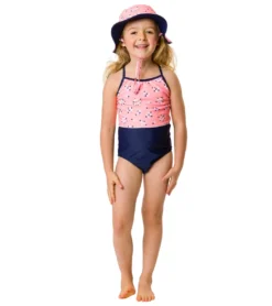 Girls' Ditsy Coral Classic Crossback Swimsuit (Toddler, Little Kid, Big Kid) -Outlet Tide Wisp Store 7217020076200 coral 4a