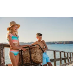 Boys' Blue Retro Stripe Volley Board Short (Toddler, Little Kid, Big Kid) -Outlet Tide Wisp Store 7217022533800 blue 3a