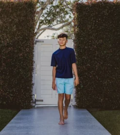 Boys' Blue Retro Stripe Volley Board Short (Toddler, Little Kid, Big Kid) -Outlet Tide Wisp Store 7217022533800 blue 4a