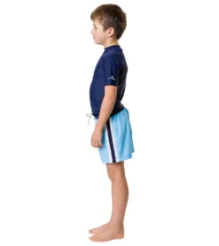 Boys' Blue Retro Stripe Volley Board Short (Toddler, Little Kid, Big Kid) -Outlet Tide Wisp Store 7217022533800 blue 6a