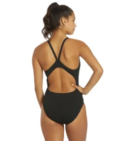 Nike Women's HydraStrong Solid Poly Racer Back One Piece Swimsuit -Outlet Tide Wisp Store 7228379332776 black 3a