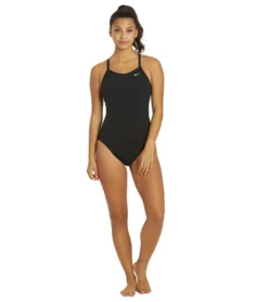 Nike Women's HydraStrong Solid Poly Racer Back One Piece Swimsuit -Outlet Tide Wisp Store 7228379332776 black 4a