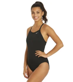 Nike Women's HydraStrong Solid Poly Racer Back One Piece Swimsuit -Outlet Tide Wisp Store 7228379332776 black 5a