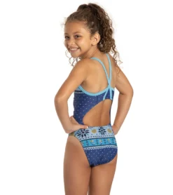 Granny Sweater Llamakah Thin Strap One Piece Swimsuit Youth (22-28) -Outlet Tide Wisp Store 7362716139688 blue 3a