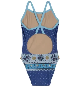Granny Sweater Llamakah Thin Strap One Piece Swimsuit Youth (22-28) -Outlet Tide Wisp Store 7362716139688 blue 6a