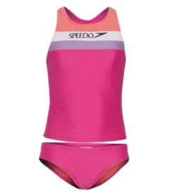 Speedo Girls' Solid Horizontal Splice Tankini Set (Big Kid)