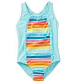 Speedo Girls' Ruffled Detail Racerback One Piece Swimsuit (Big Kid)