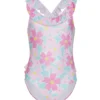 Girls' Painted Flowers Mindy UPF 50+ One Piece Swimsuit (Baby, Toddler, Little Kid)