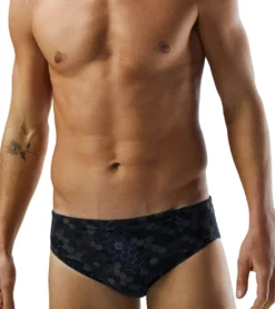 TYR Men's Carbon Hex Racer Brief Swimsuit -Outlet Tide Wisp Store 7415984029864 black 6a