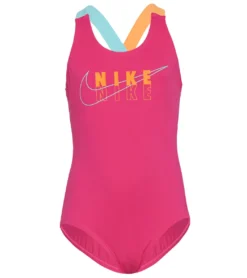 Nike Girls' Reflect Logo Crossback One Piece Swimsuit