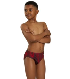 HydroLast Sonar Waves Swim Brief Swimsuit Youth (22 - 28) -Outlet Tide Wisp Store 7595544969384 red 3a