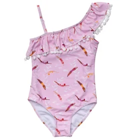 Girls' Diving Diva One Shoulder Frill One Piece Swimsuit (Toddler, Little Kid, Big Kid)