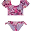 Splendid Girls' Amalfi Floral Puff Sleeve Two Piece Bikini Set (Big Kid)