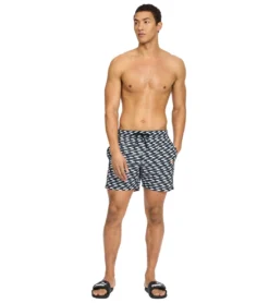 Puma Men's 5.5" Quickdry Printed Swim Trunks -Outlet Tide Wisp Store 7621702156456 pumablack 3a
