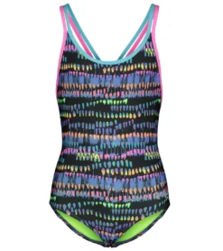 Under Armour Girls' UA Watercolor Drip One Piece Swimsuit (Big Kid)