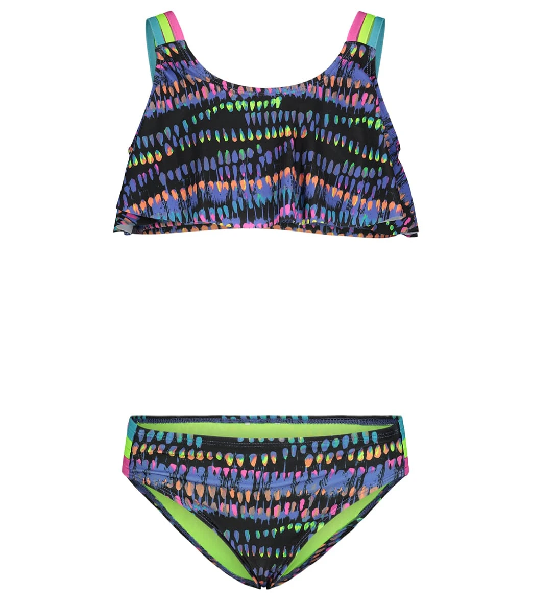 Under Armour Girls' UA Watercolor Drip Flutter Two Piece Bikini Set (Big Kid) 1 Under Armour Girls' UA Watercolor Drip Flutter Two Piece Bikini Set (Big Kid)