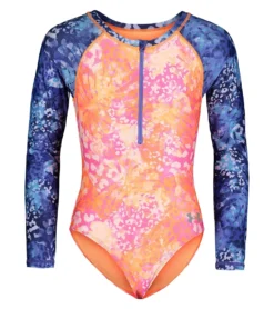 Under Armour Girls' UA Animal Tropic Long Sleeve One Piece Swimsuit (Toddler, Little Kid)