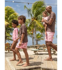 Girls' Palm Paradise Long Sleeve One Piece Swimsuit (Toddler, Little Kid, Big Kid) -Outlet Tide Wisp Store 7652779131048 pink 5a