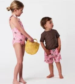 Girls' Palm Paradise Frill Strap One Piece Swimsuit (Toddler, Little Kid, Big Kid) -Outlet Tide Wisp Store 7652779327656 pink 5a