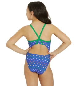 Rainbow Heart Thin Strap One Piece Swimsuit Youth (22-28) -Outlet Tide Wisp Store 7764259930280 rainbowheart 4a